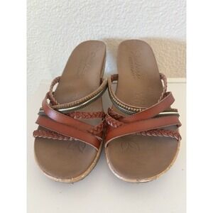 Sketchers Luxe Foam Brown Sandle Wedge 3" Heel Some Wear Womens Size 7